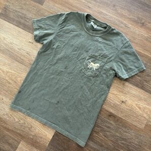 Old Row Outdoors Camo Dog T Shirt Men's Sz S FAIR STAIN College Prep Frat